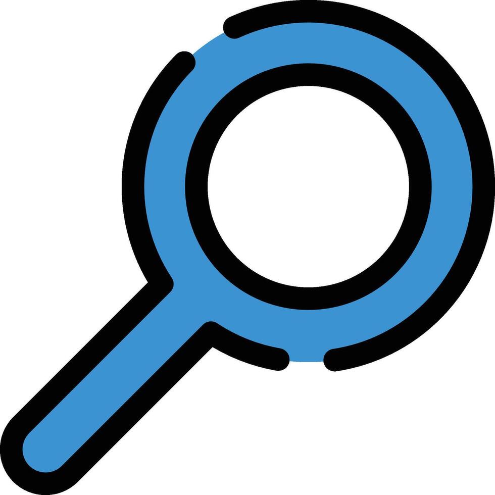 Search Zoom Blue Icon with Black Outline Isolated on White Background vector