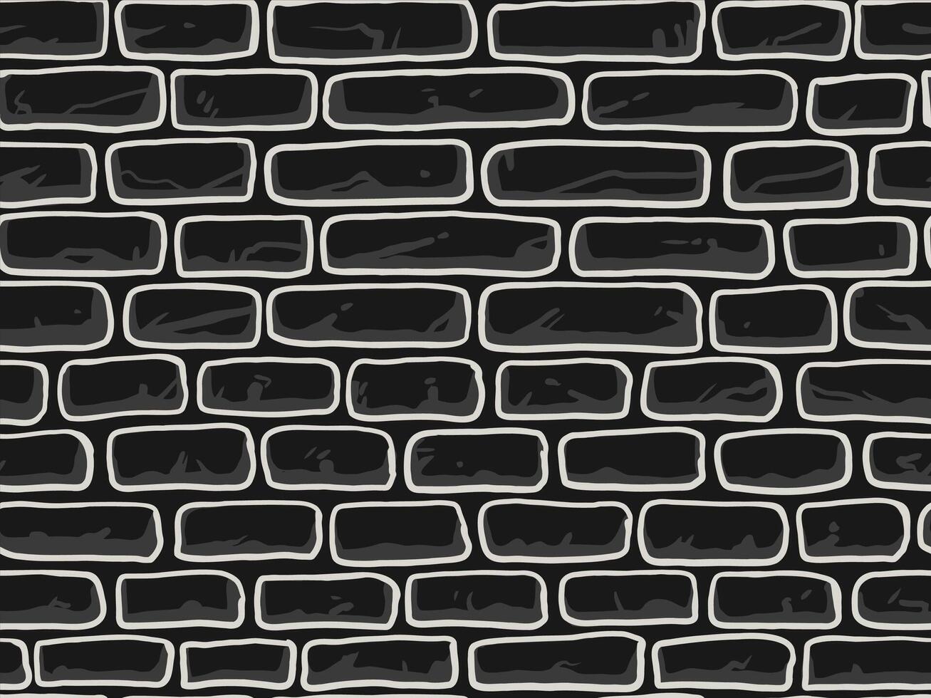 A seamless pattern of a brick wall. Drawn in a simple, cartoon style with white outlines and black fills vector