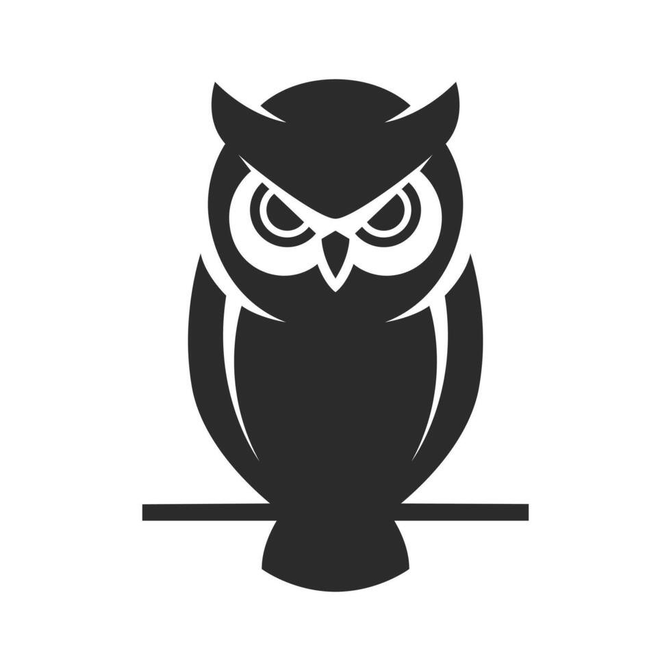 Owl icon. Cute owl sitting on a branch. vector