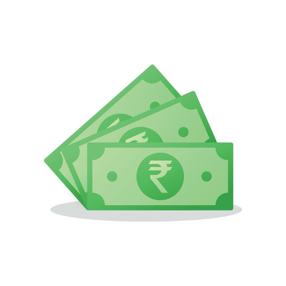 Rupee money cash icon. Green banknote with rupee sign. vector