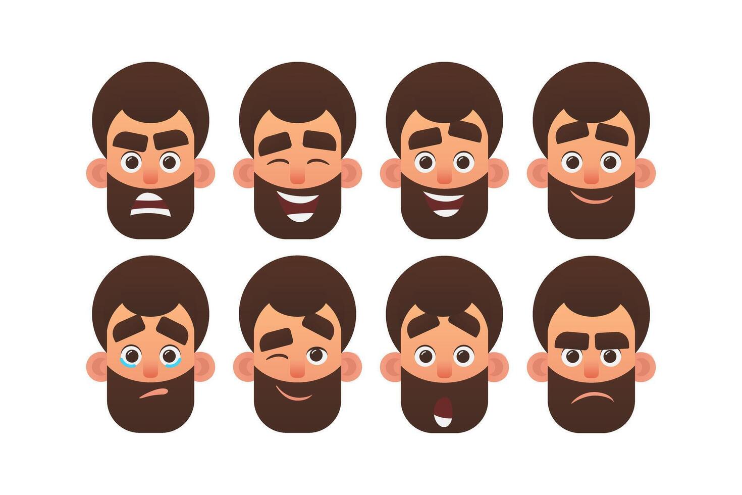 set of cartoon men with different facial expressions vector