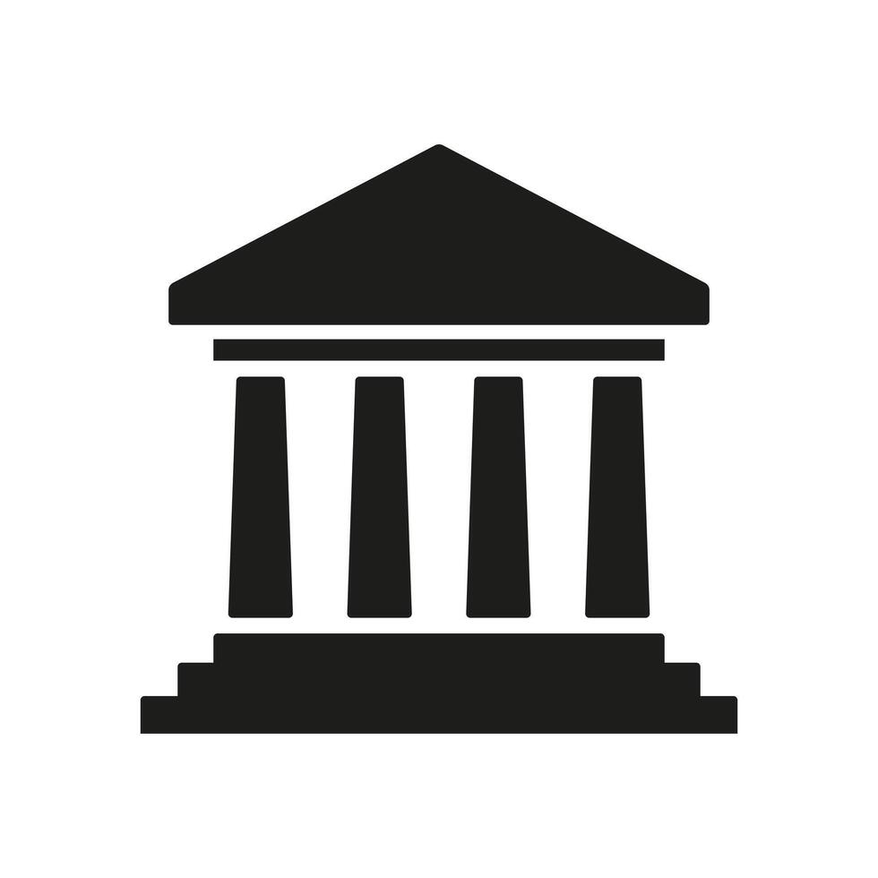 Bank icon. A black and white image of a building with columns. vector