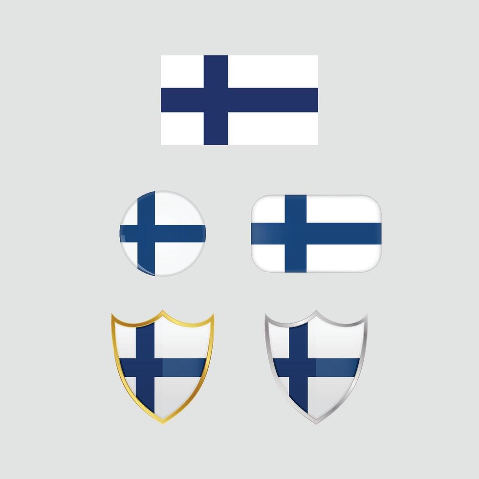 Finland country flag country flag button and shield design vector