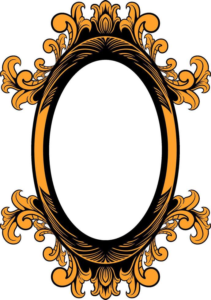 Mirror ornament frame. wedding ornament frame vector