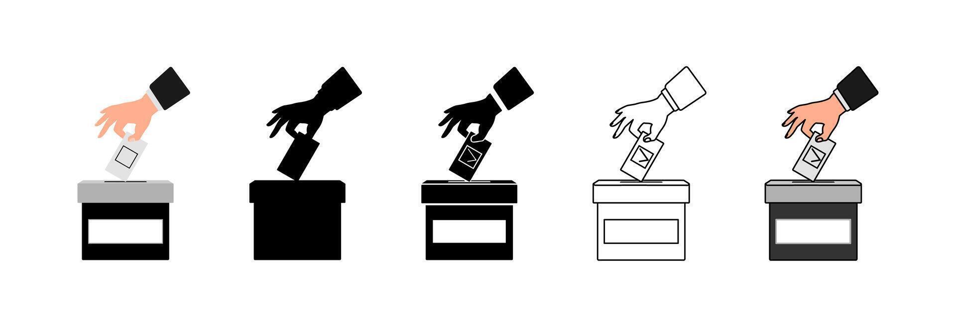 Hand voting ballot box icon vector