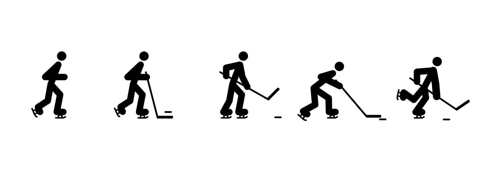 Hockey player icons set. vector