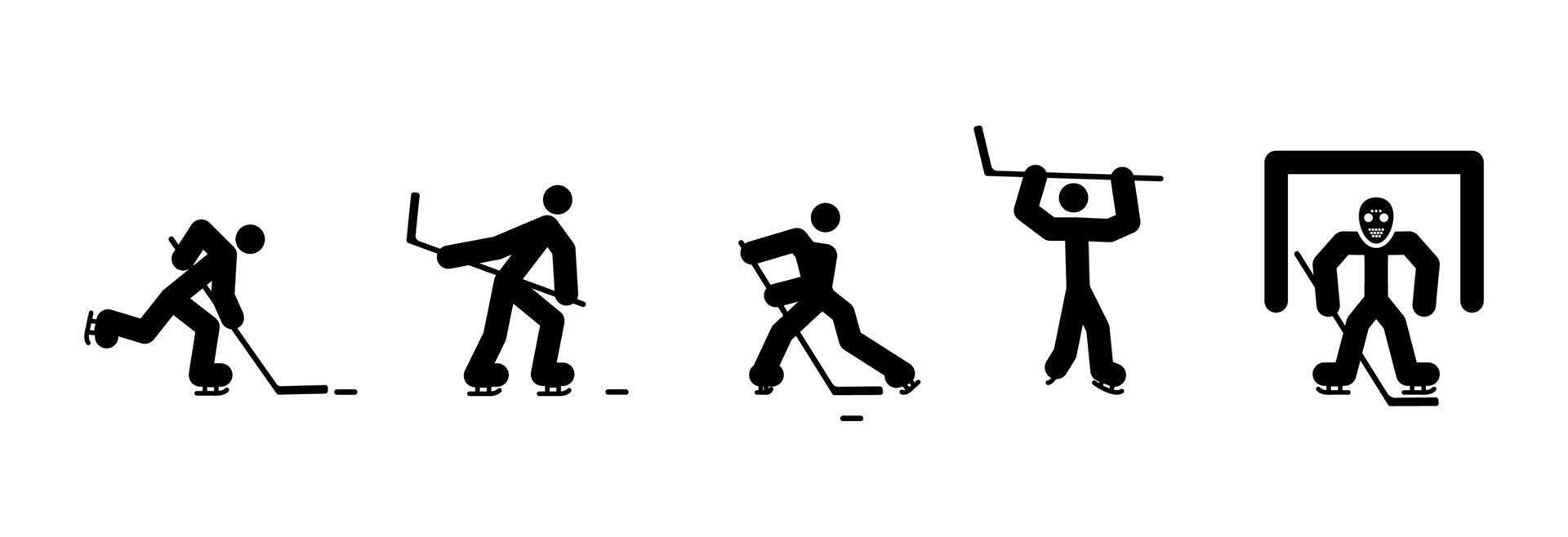 Set of stylish hockey player icons. vector
