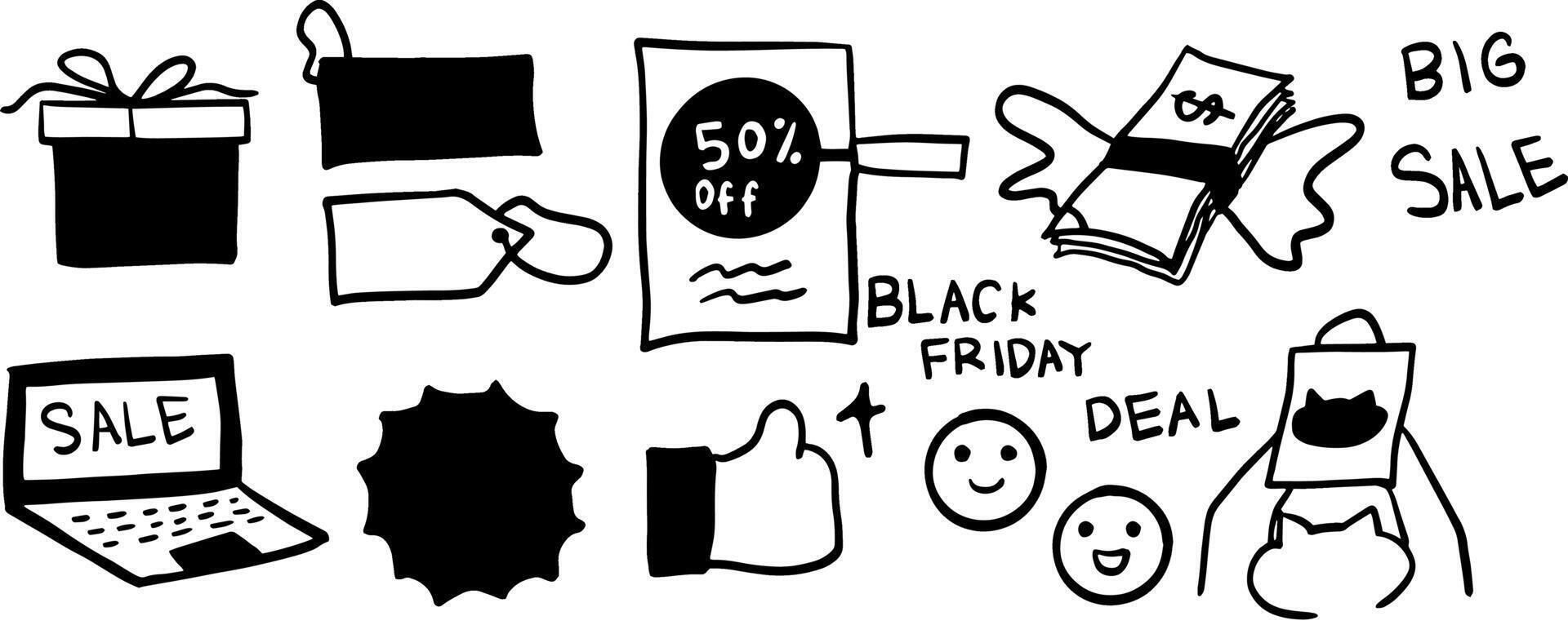 Minimalist Sales Doodles for Black Friday Promotions vector