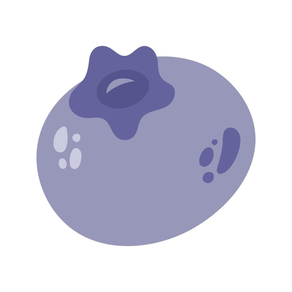 Summer single blueberry. Hand drawn cartoon berry illustration. vector