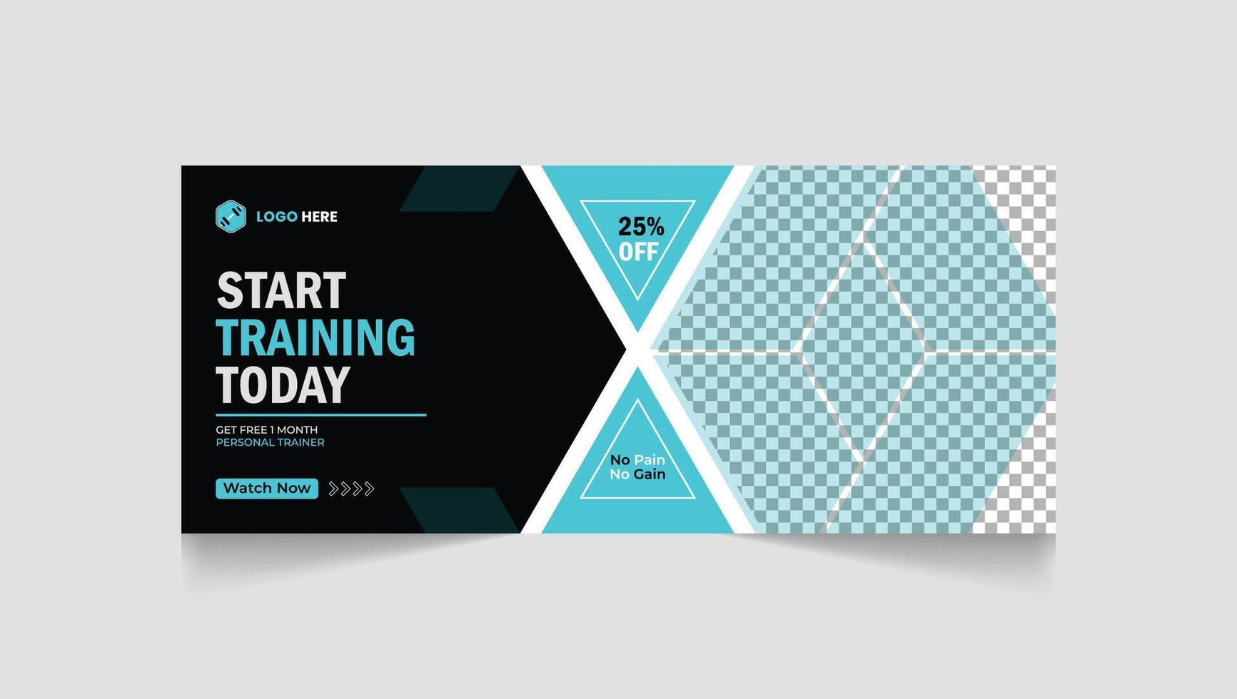 Modern fitness web banner design for social media post, build dream body fitness web standard banner template, daily workout training web banner design vector