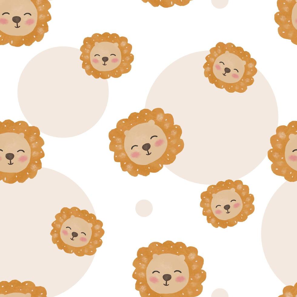 cute lion cartoon for pattern background vector