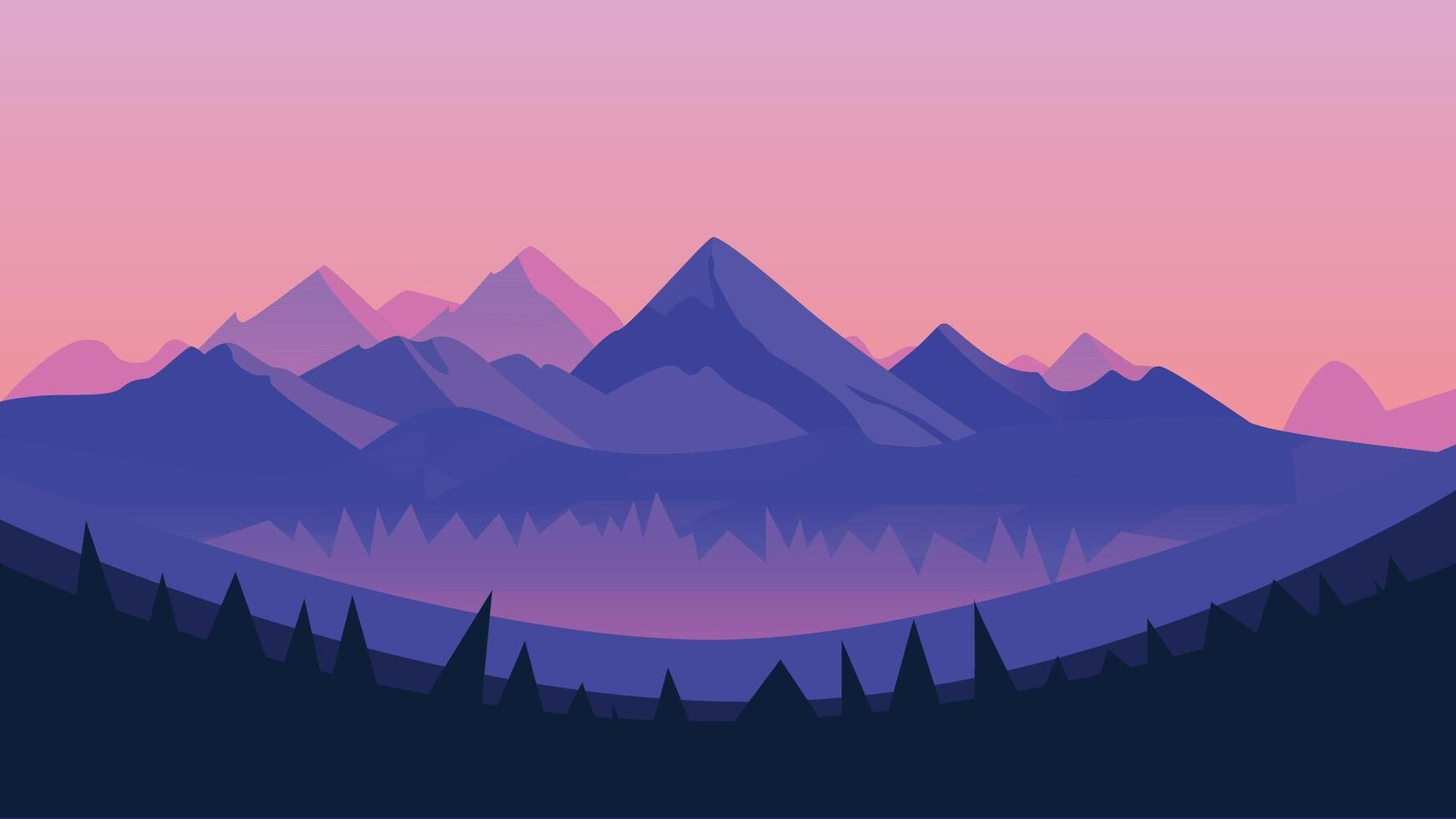 Nature Landscape of Mountain Hill with Pine Tree in the Forest vector