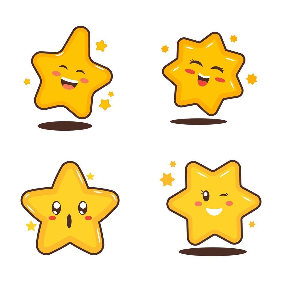 Collection of Cute Twinkling Little Star Character Top Best with Happy Expression vector
