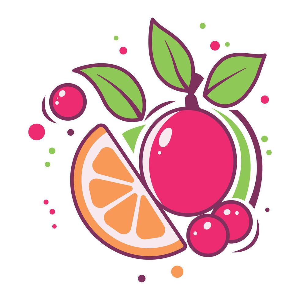 Colorful Fresh Tropical Fruits of Pomegranate Orange Lemon Healthy Food vector