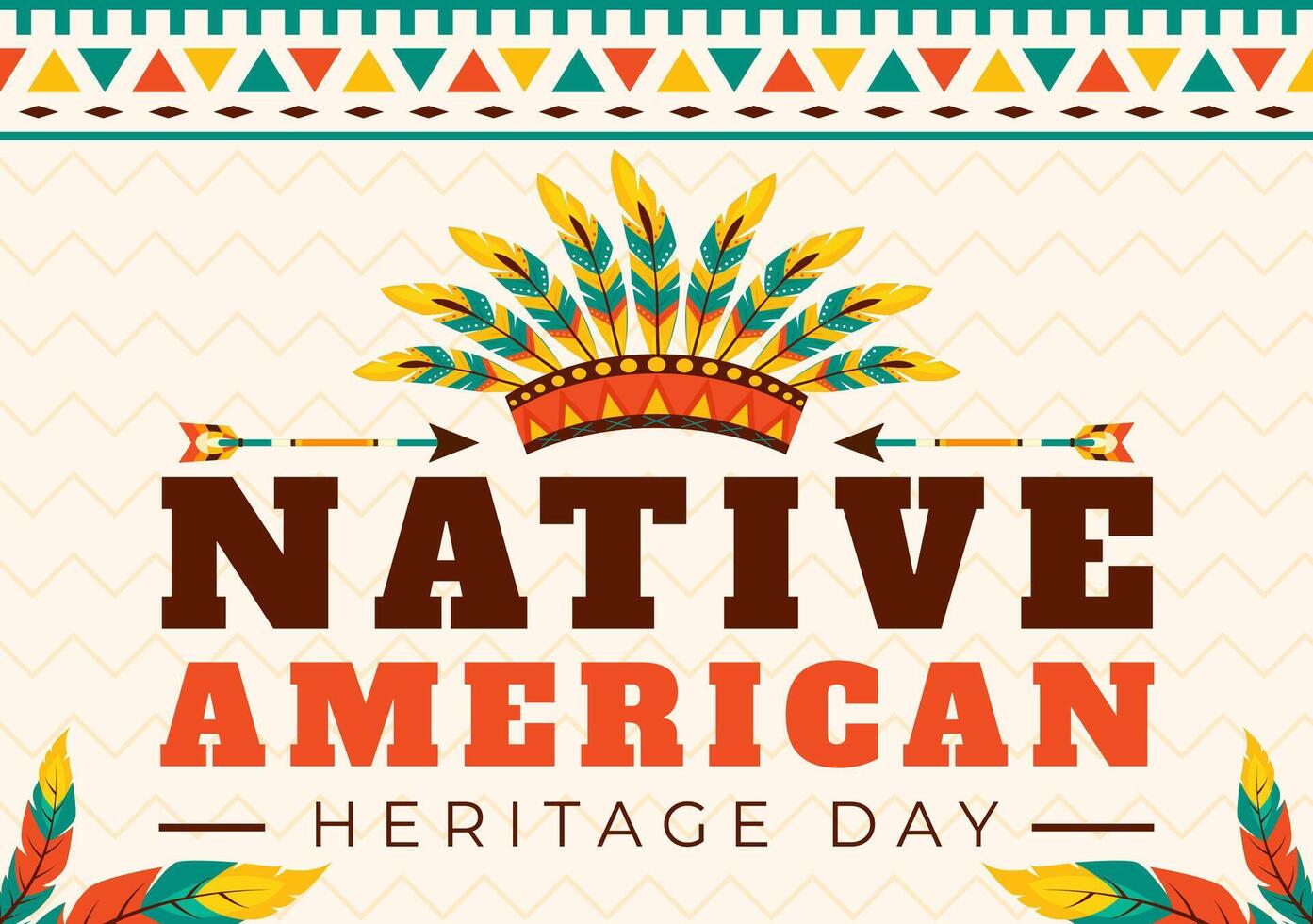 Heritage Day of Native American Tribes Art with Traditional Patterns in a Cartoon Background vector