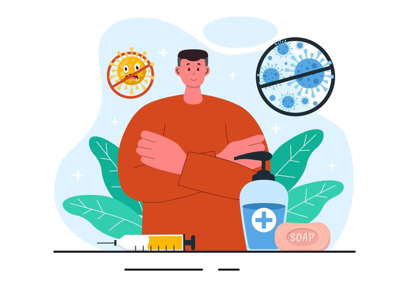 Illustration of Handwashing for Antibacterial Protection, Virus Prevention, and Hygiene Care vector