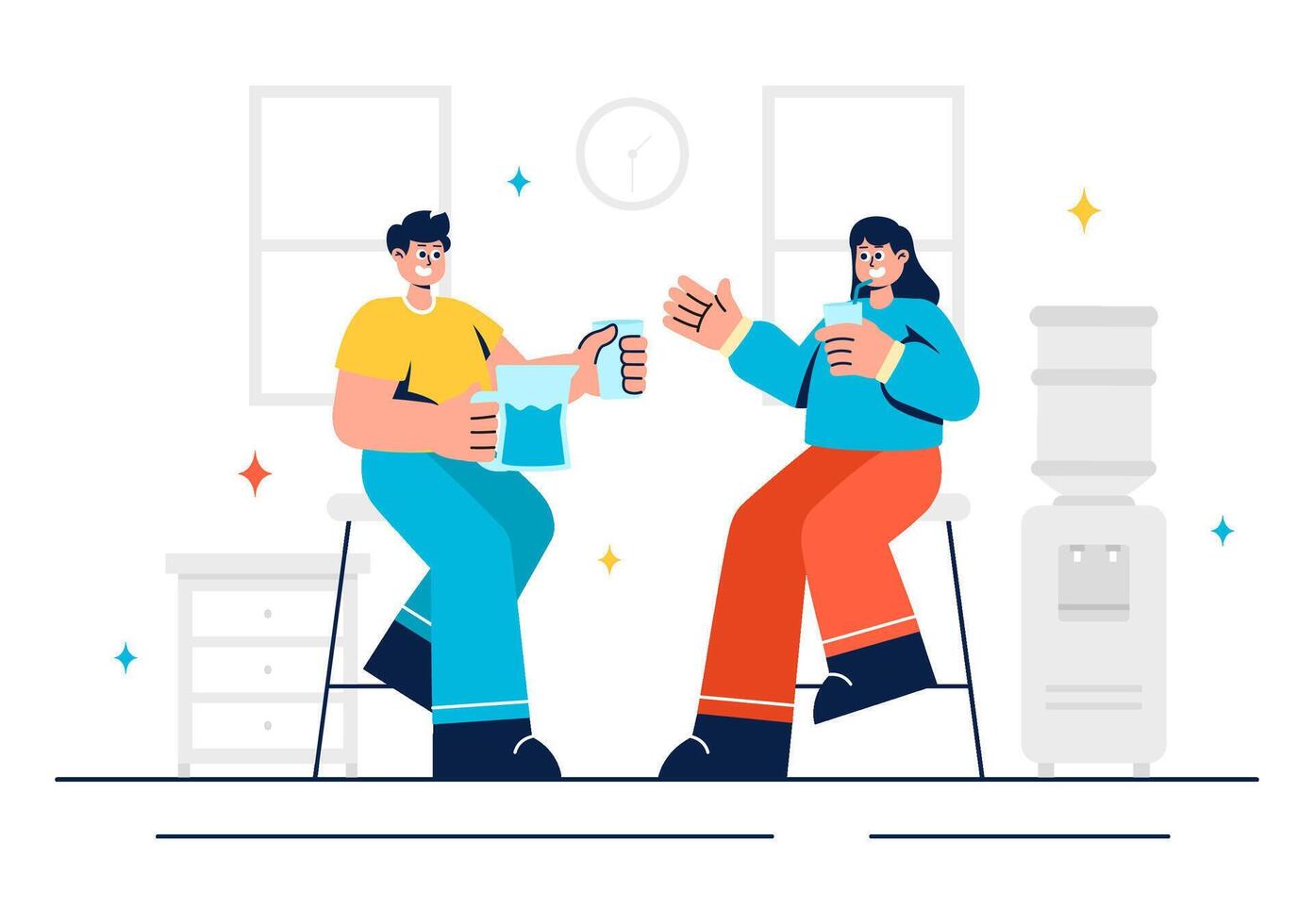 People Enjoying Clean Water from Bottles and Glasses in a Fresh Concept Illustration vector