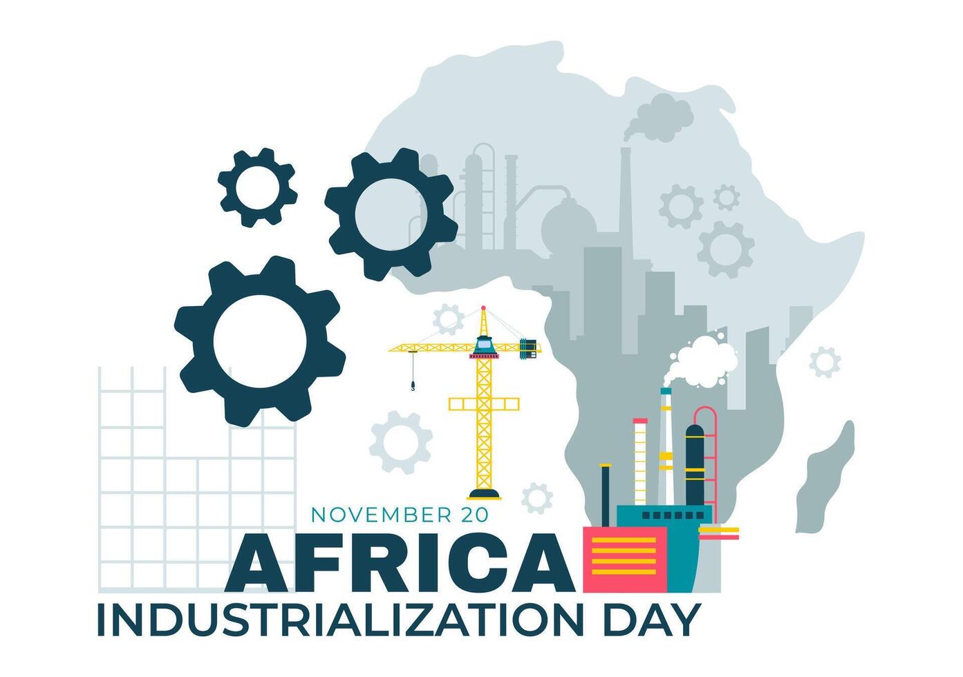 Flat Illustration of African Industrialization Day with Factories and Chimneys in a Cityscape vector