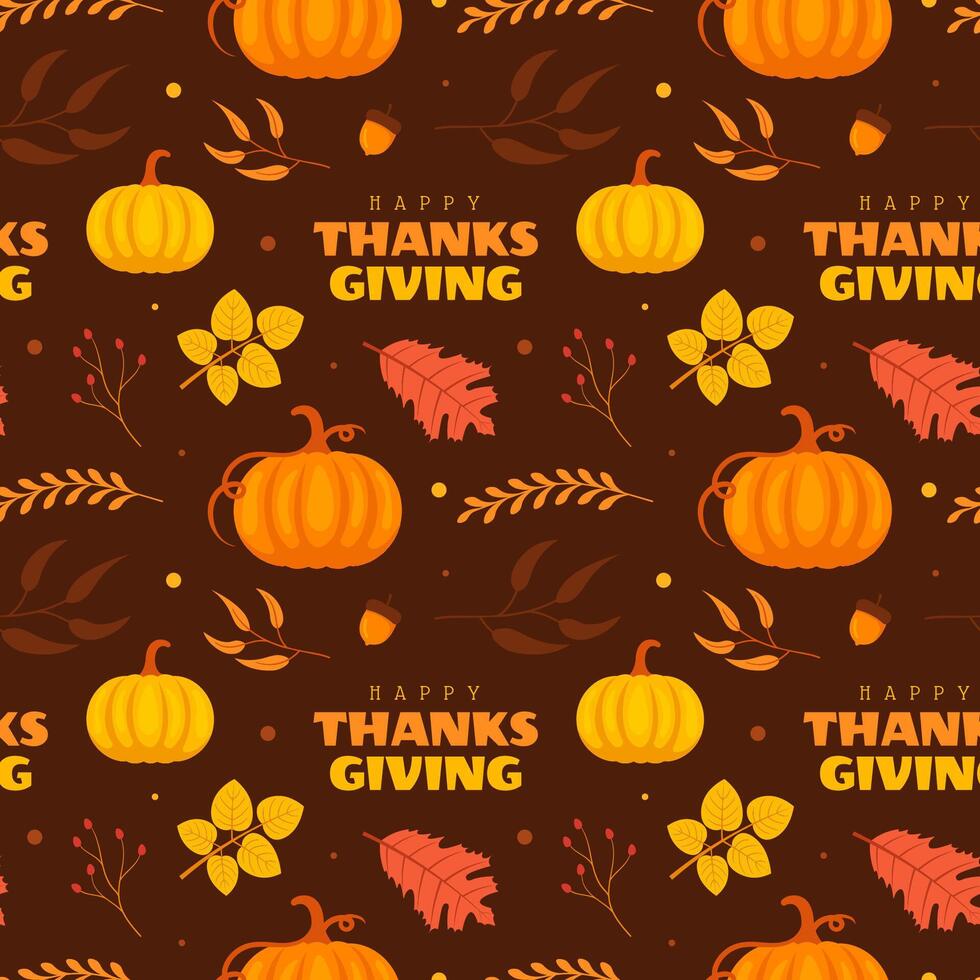 Thanksgiving Day Elements Seamless Pattern in Hand-Drawn Style vector