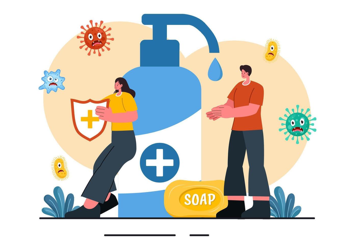 Antibacterial for Hygiene with Hands Washing and Infection Control vector