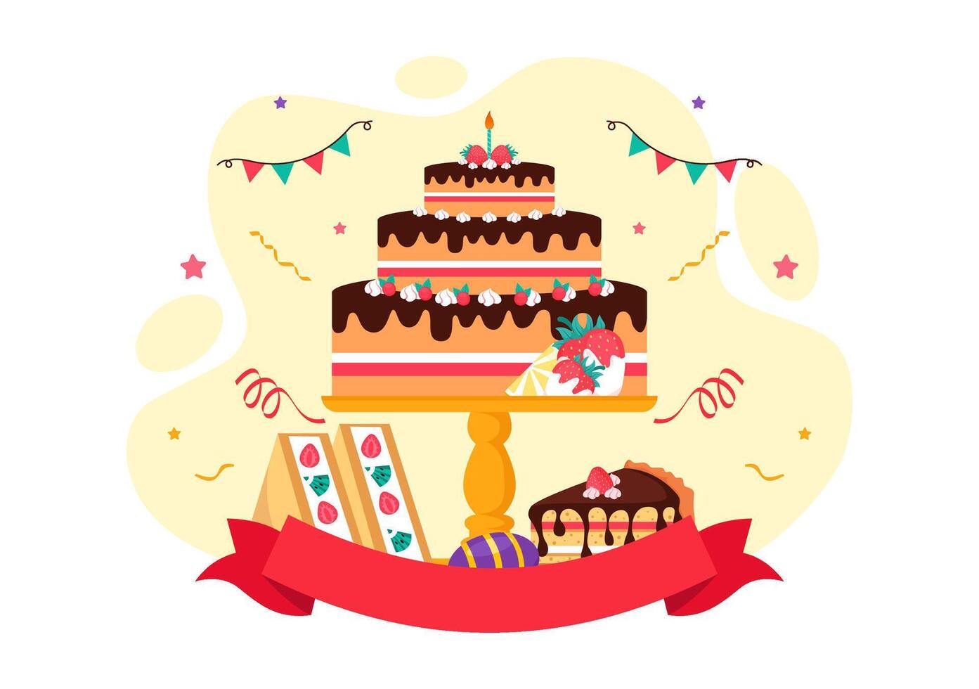 National Cake Day Illustration Featuring a Fun Collection of Pastries and Sweets vector