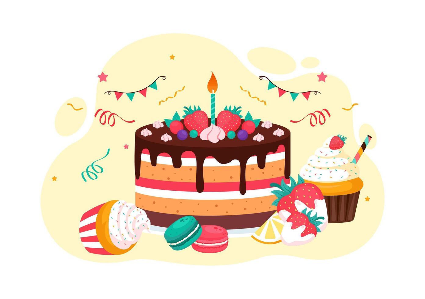 Illustration of National Cake Day with Various Breads and Cakes for Holiday on November 26 vector