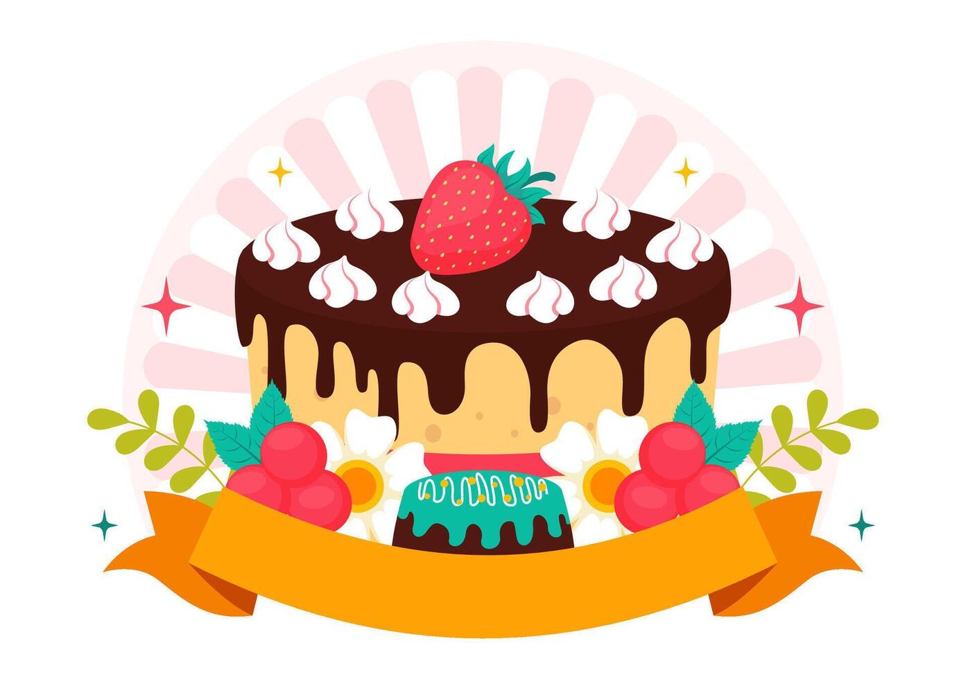 Illustration for National Cake Day on November 26 with Flat Style Sweets Background vector