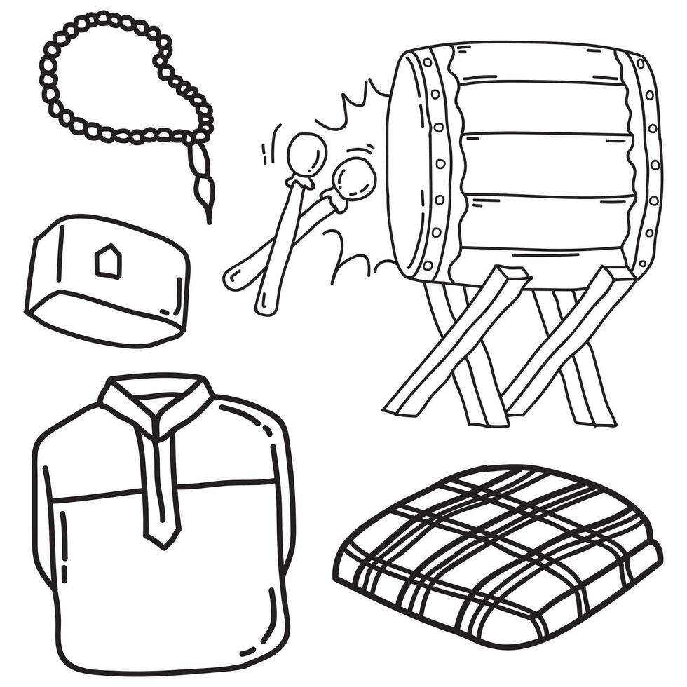 Set Ornament Outline Icon Islamic vector