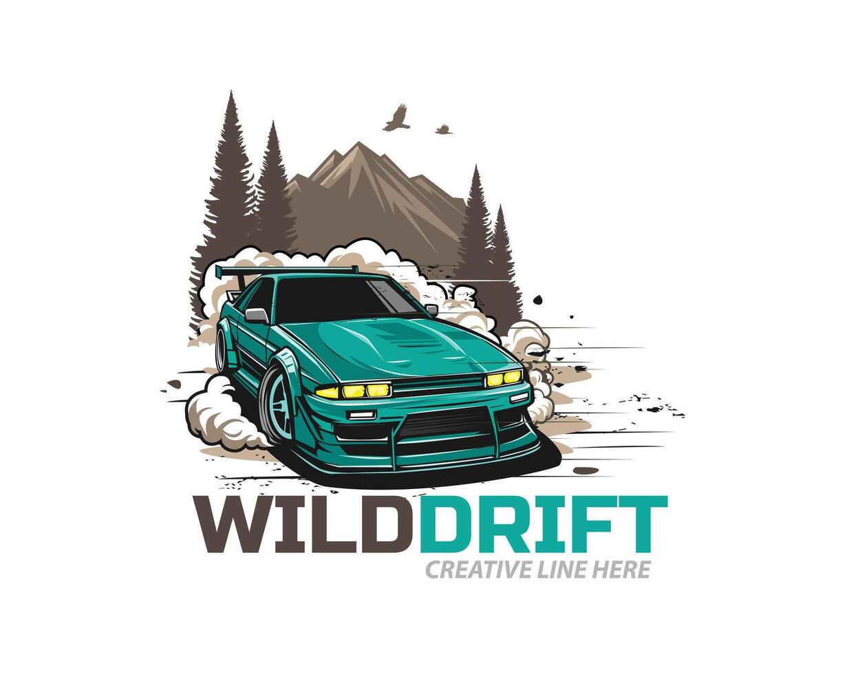 wild drift smokey on the hill side vector