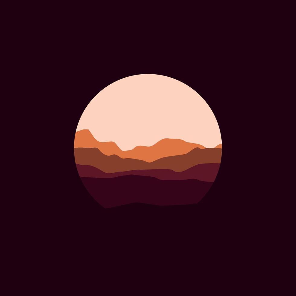nature mountains landscape in circle illustration for sale. vector