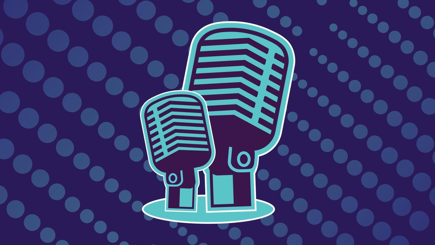 Microphone icon isolated in blue suit for podcast or concert background with flat design theme vector