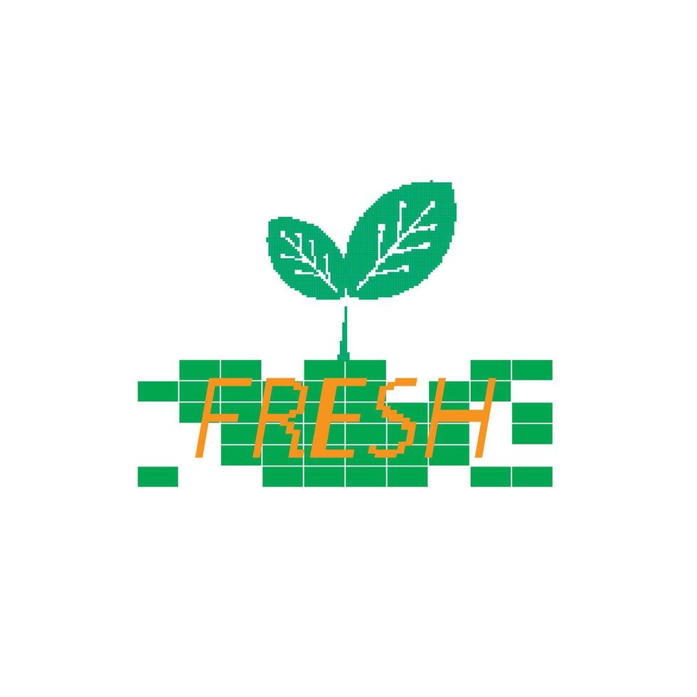 fresh technology logo in pixel a technology company operating in the green technology vector