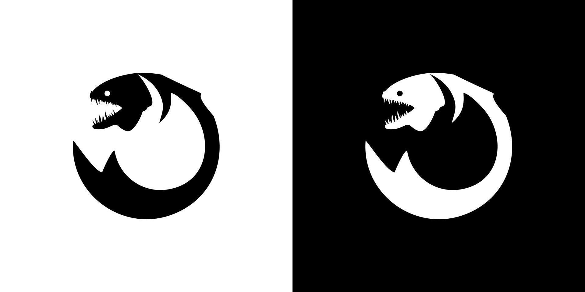 Predator fish in the circle icon logo abstract graphic design isolated vector