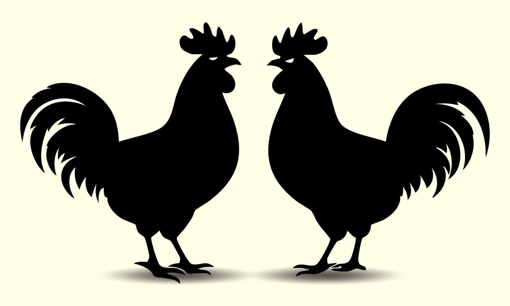 Realistic Rooster, Chicken, Poultry, Broiler, Farm Animal, Hen and Isolated Silhouette vector