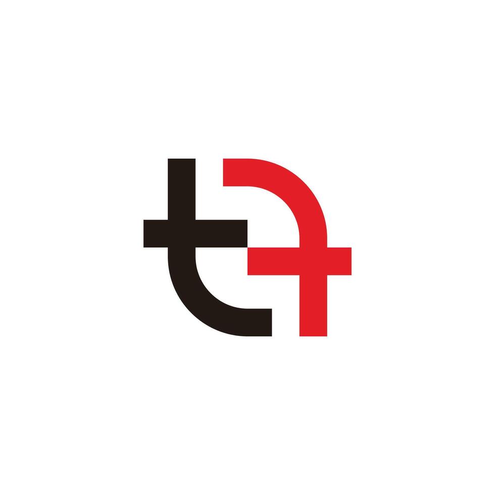 letters tf simple rotate colorful geometric logo vector