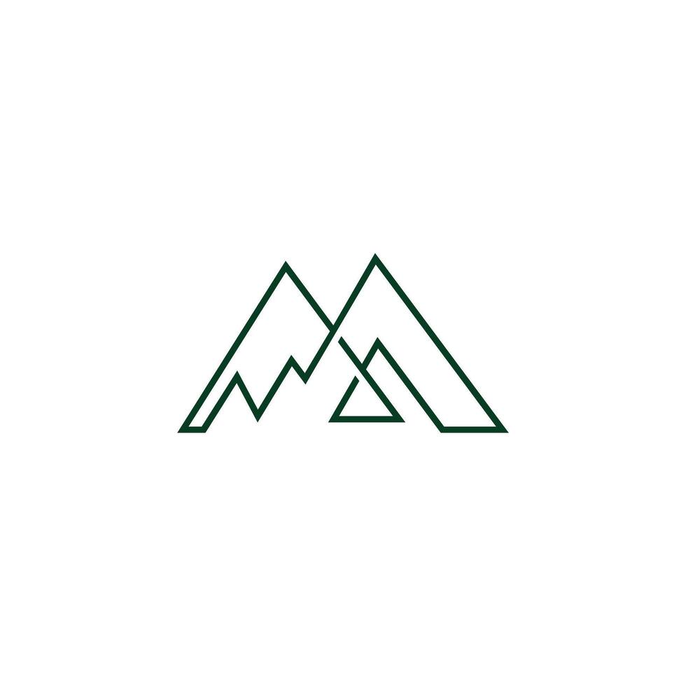 linear simple linked green mountain simple logo vector