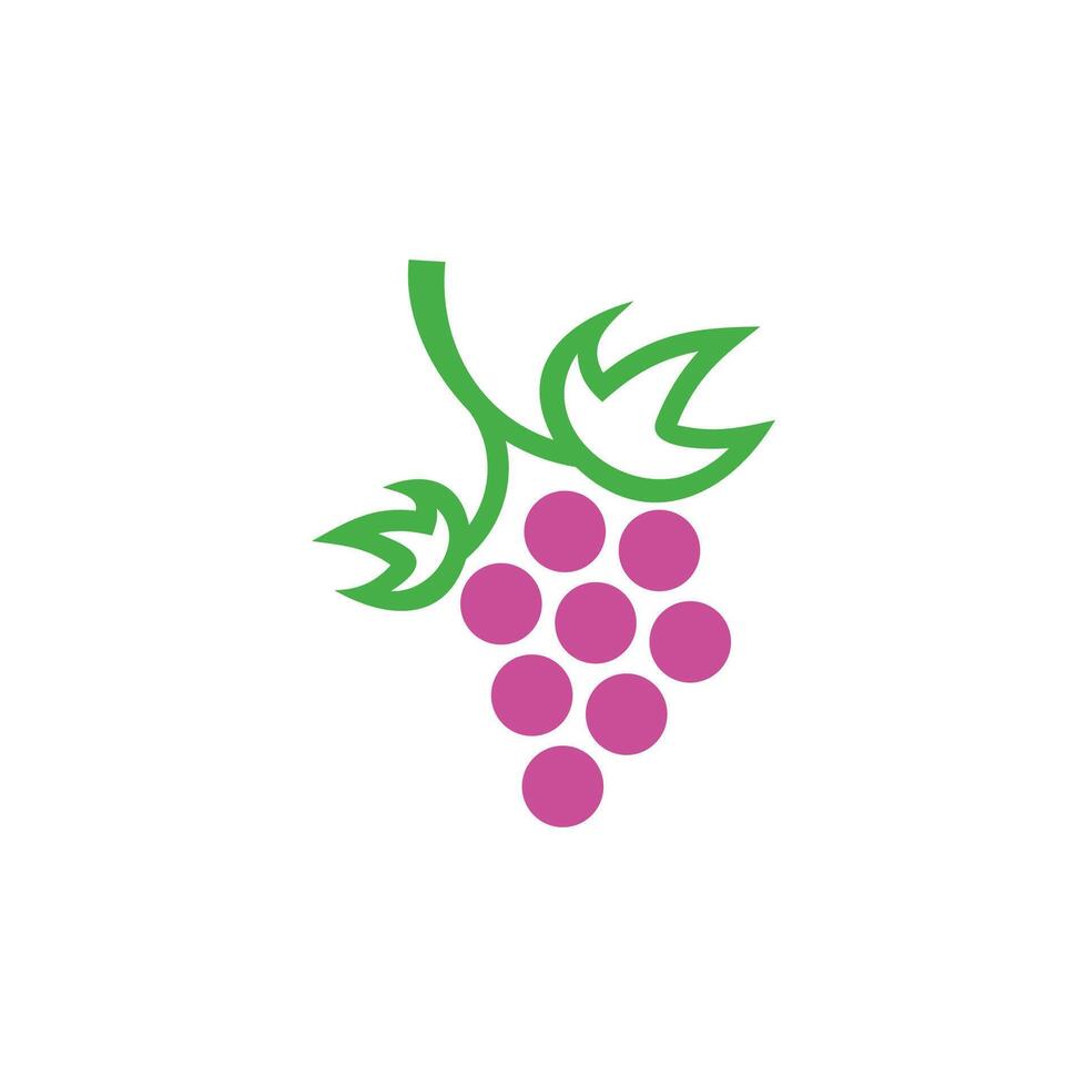 purple grape fruits leaf simple geometric logo vector