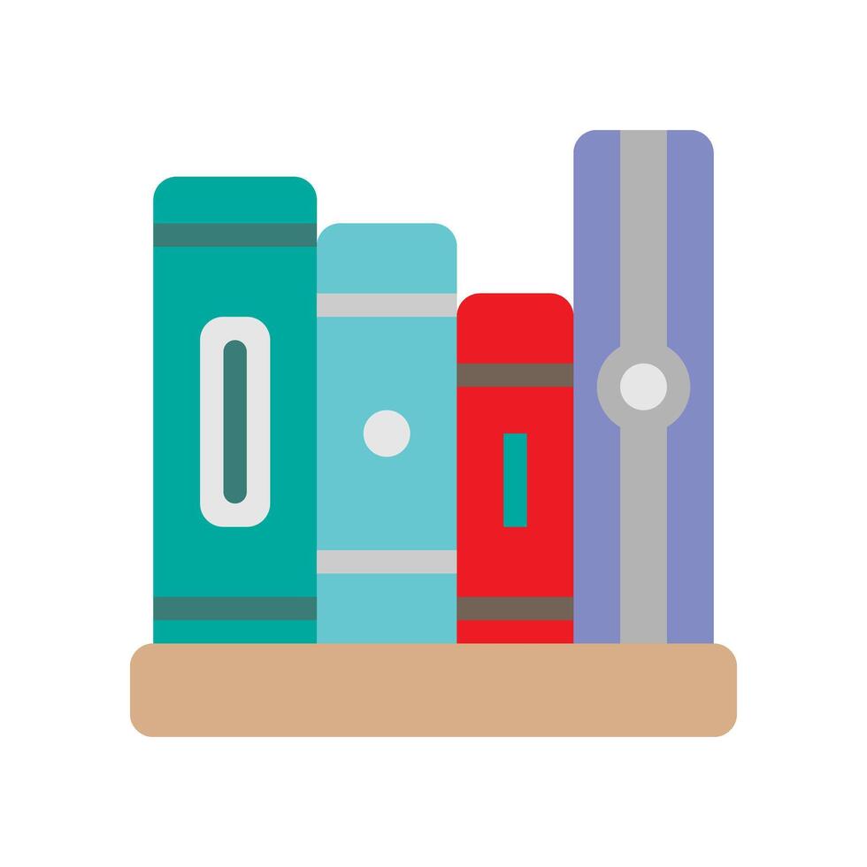 Bookshelf flat icons. office symbol with minimalist design. vector