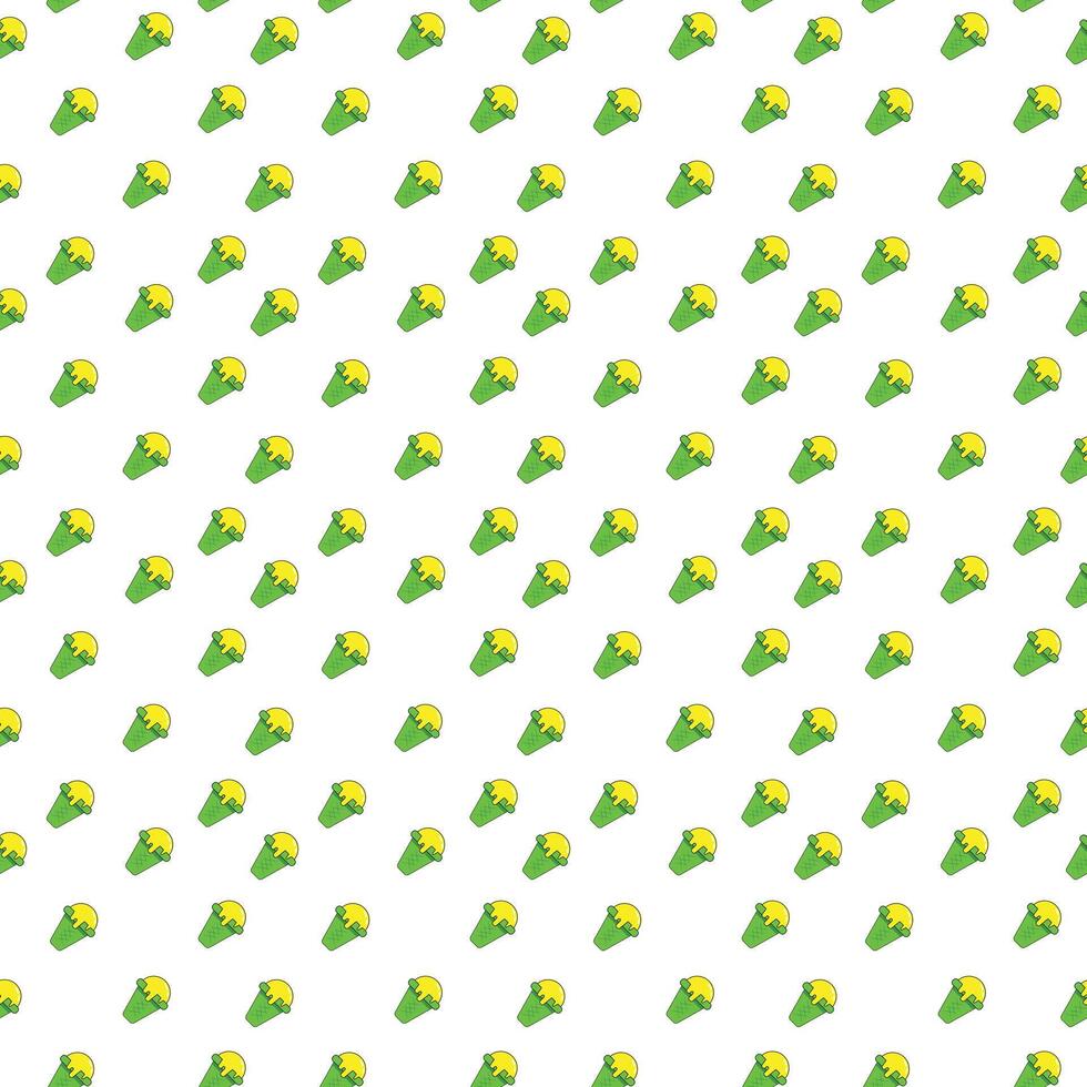 Ice cream seamless pattern background. Melted yellow ice cream with green cone wallpaper vector