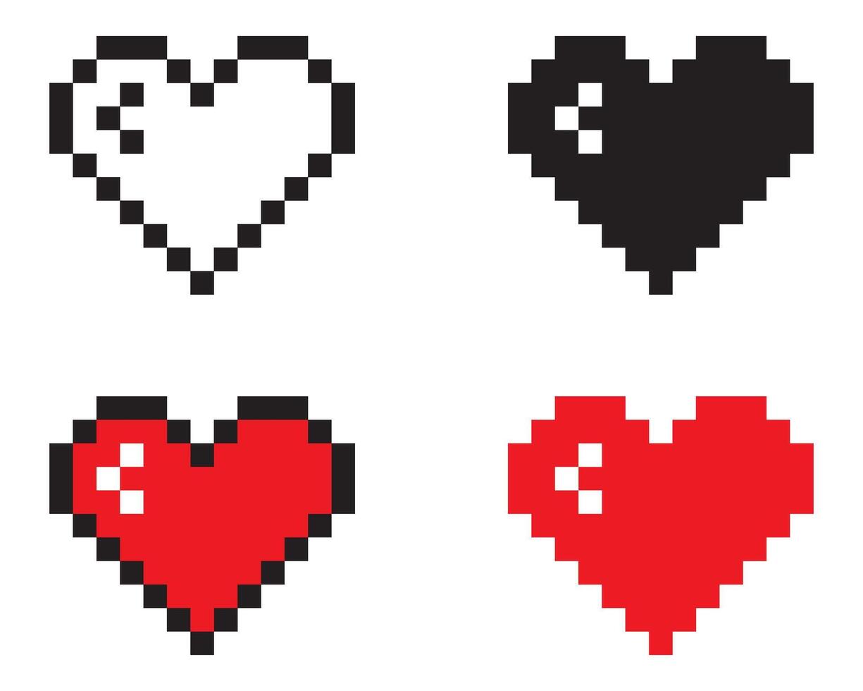 Heart pixel icon, illustration vector