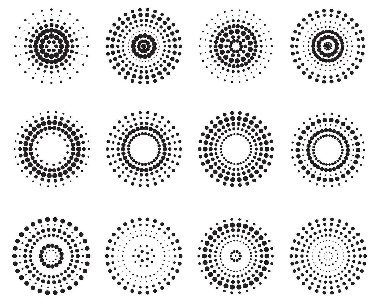 Circle half tone design collection vector