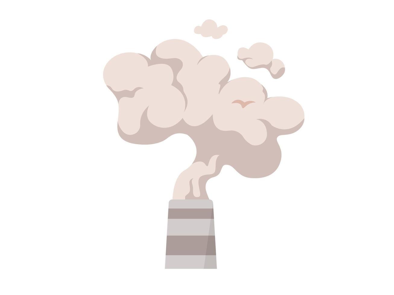 Air pollution, smoke from industrian chimney floating in the air vector