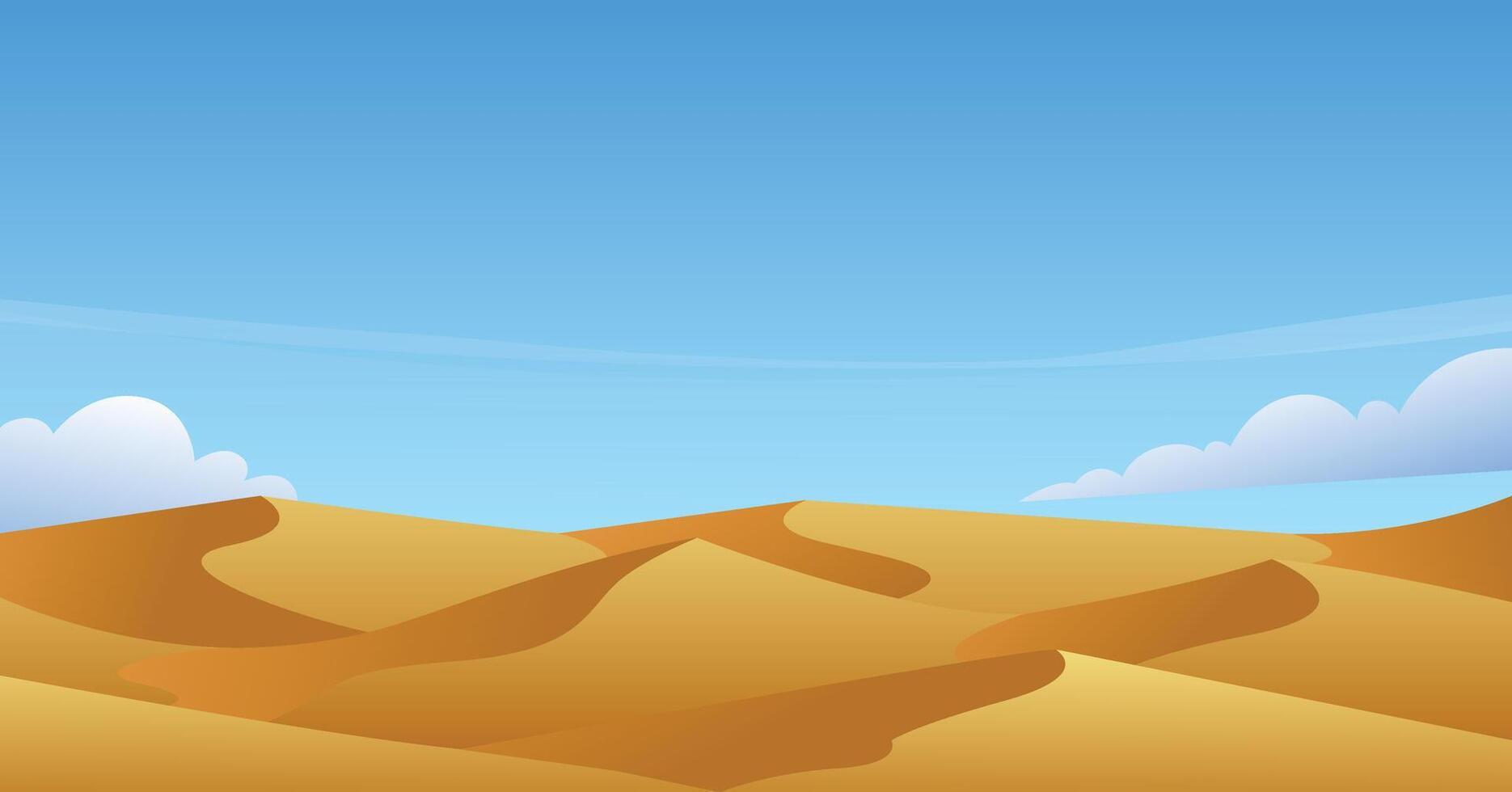 Beautiful desert landscape with sand dunes and blue sky vector