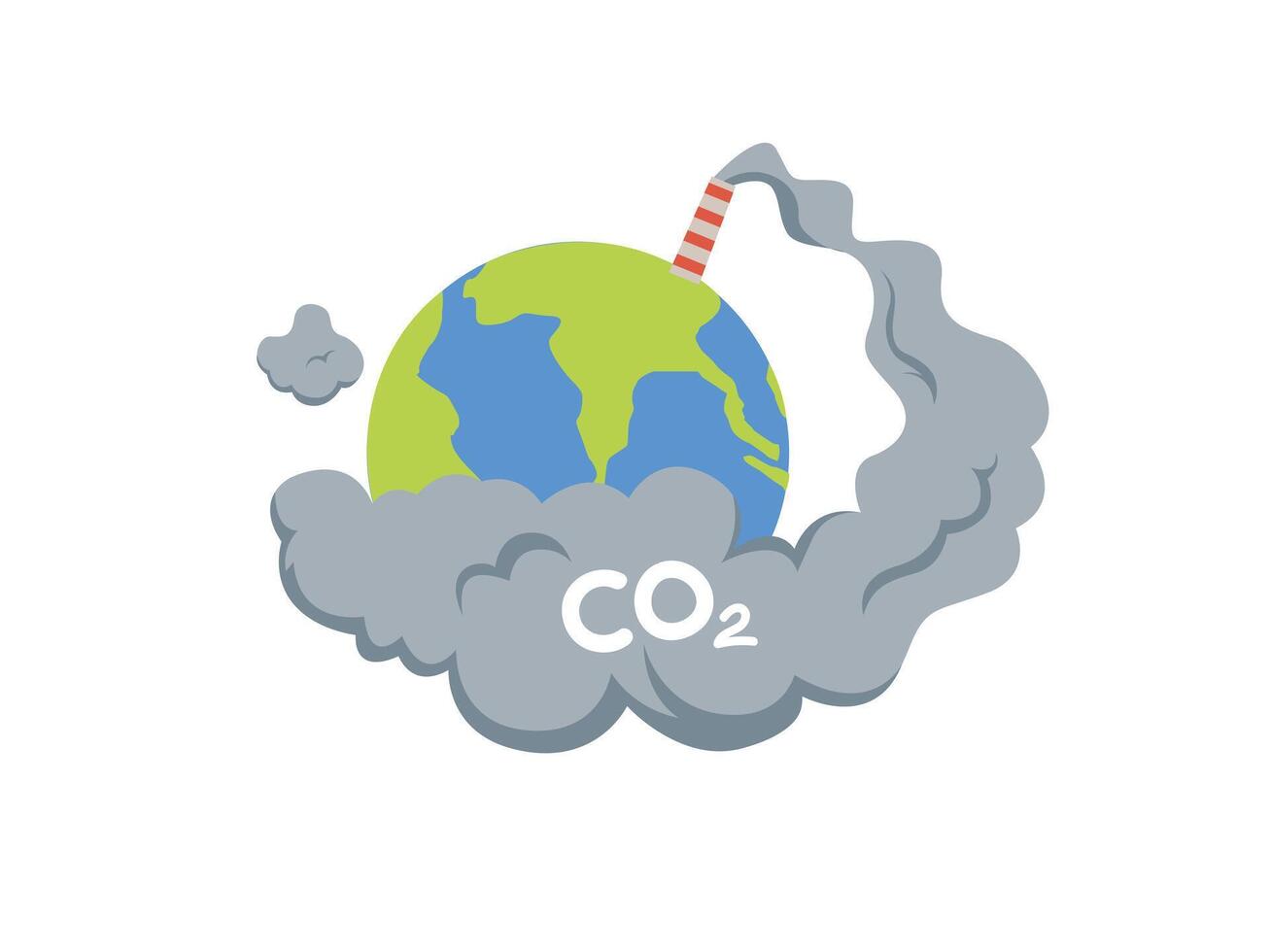 Air pollution, earth with carbon dioxide in the smoke coming out of a chimney vector