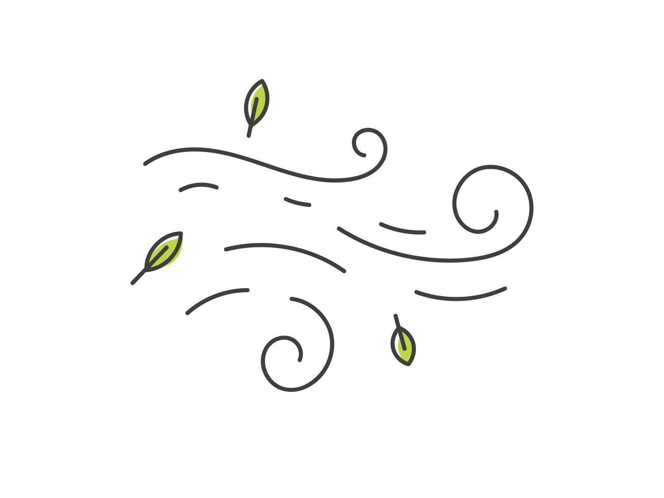 Wind motion illustration. leaf falling, air blow, design element vector