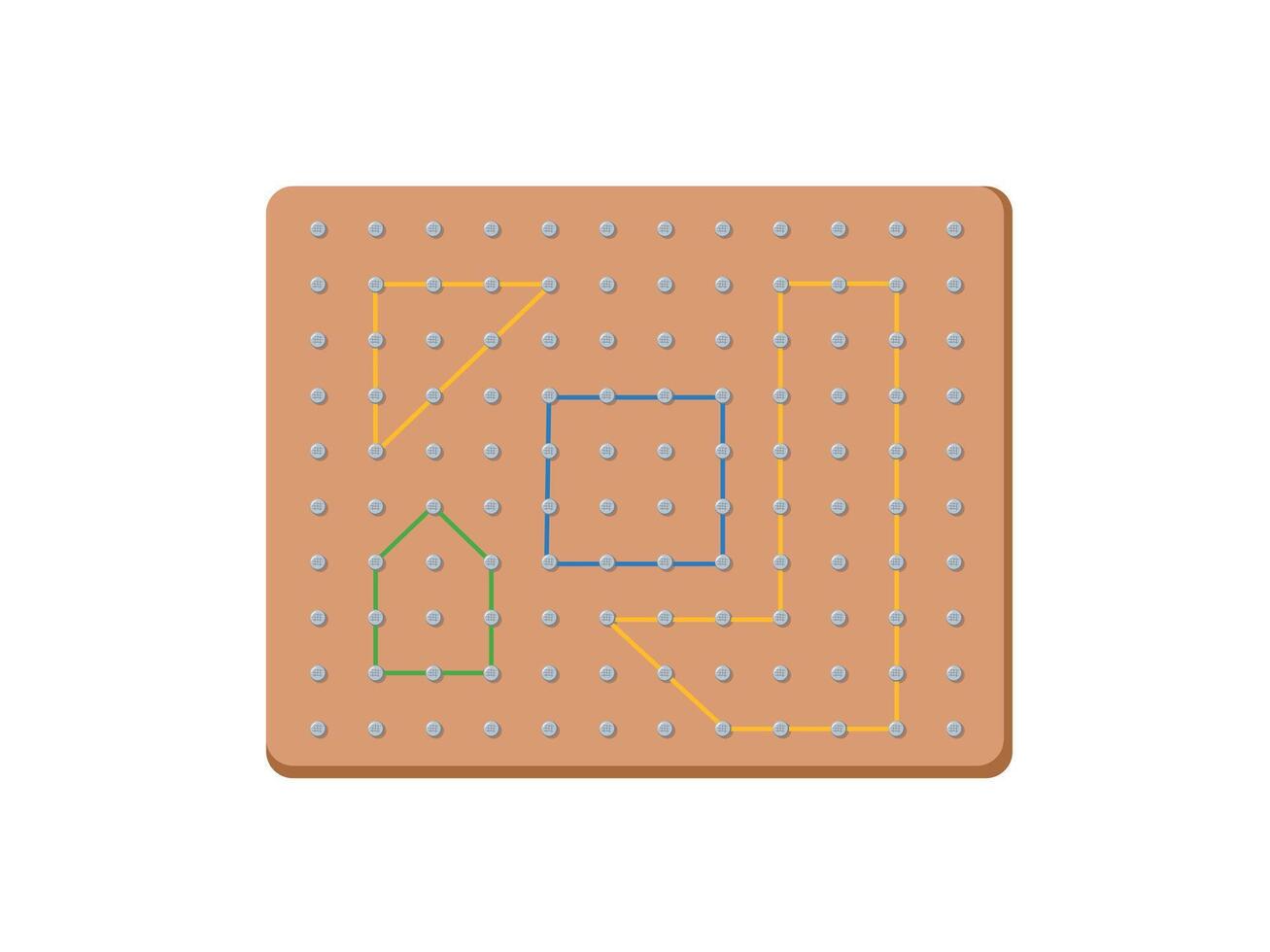 Geometry math board nails with rubber. geoboard the game vector