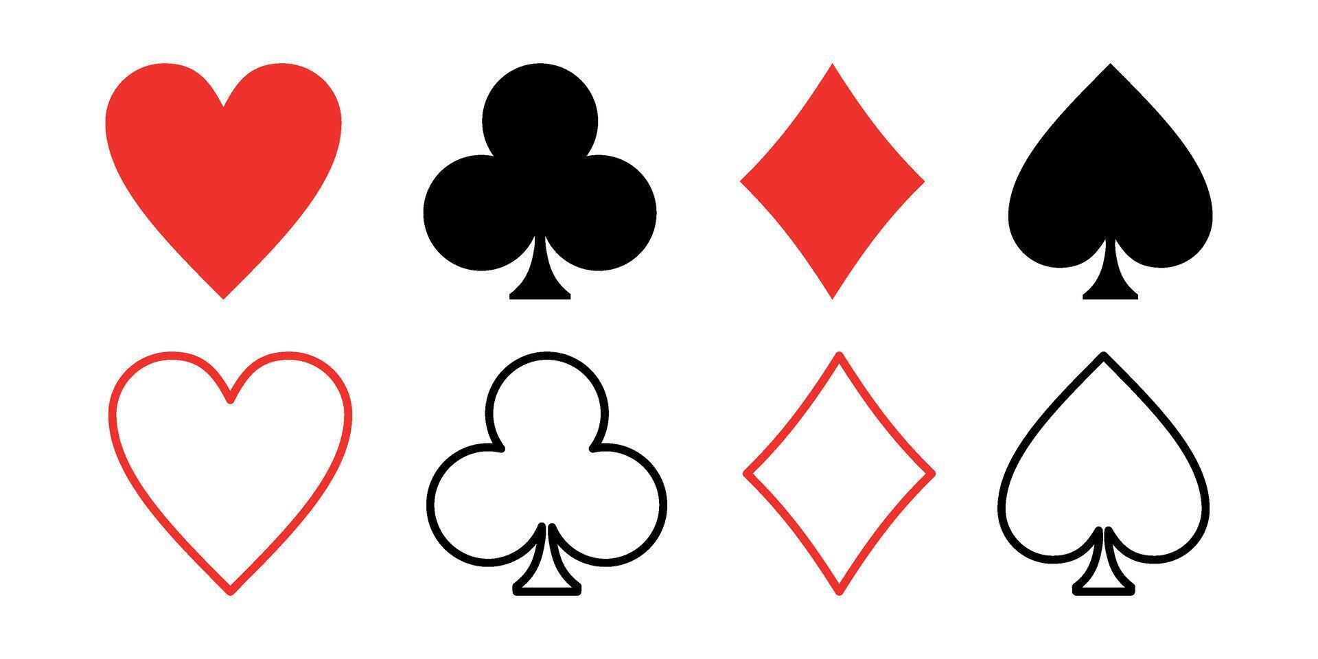 Playing card symbols diamonds, hearts, clubs, spades vector