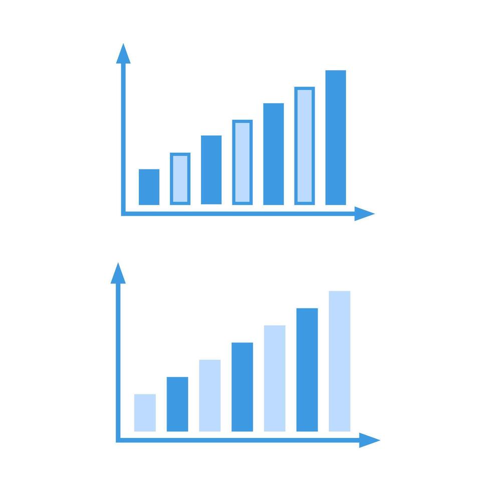 Blue Bar Graph Illustrations for Data Visualization vector