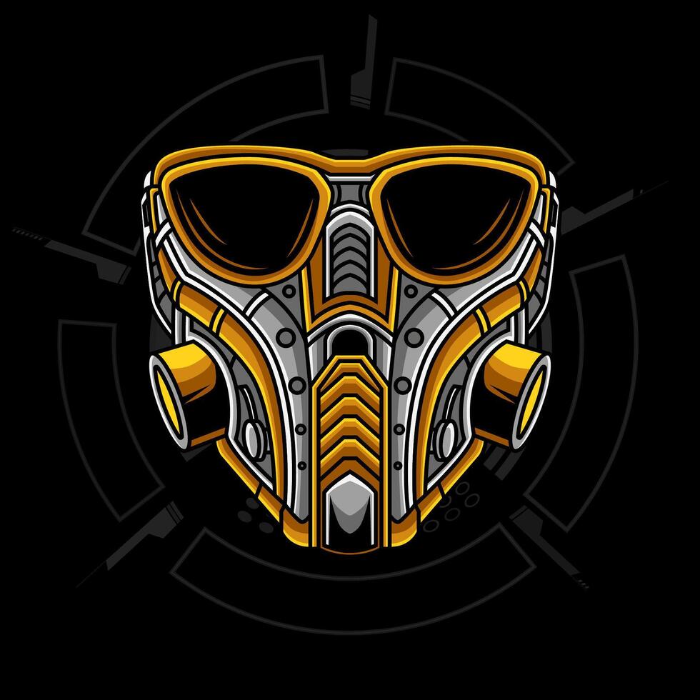 Mecha robotic design with Modern Cyberpunk mask illustration. Eps 10 vector