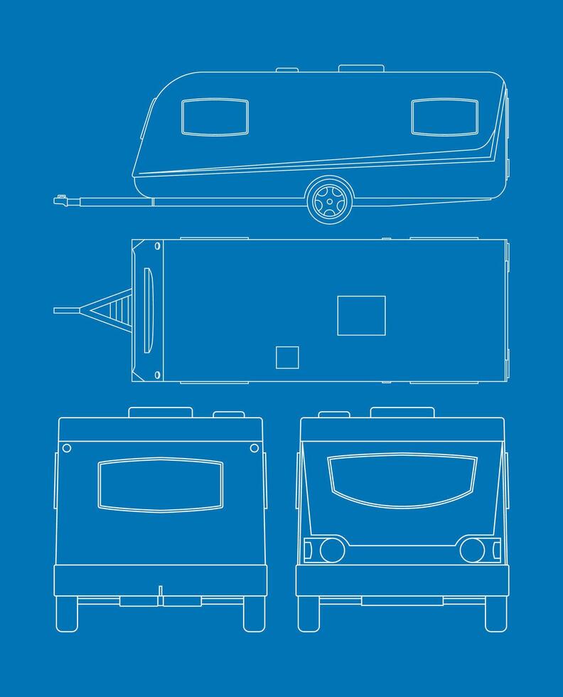 Caravan blueprint design vector